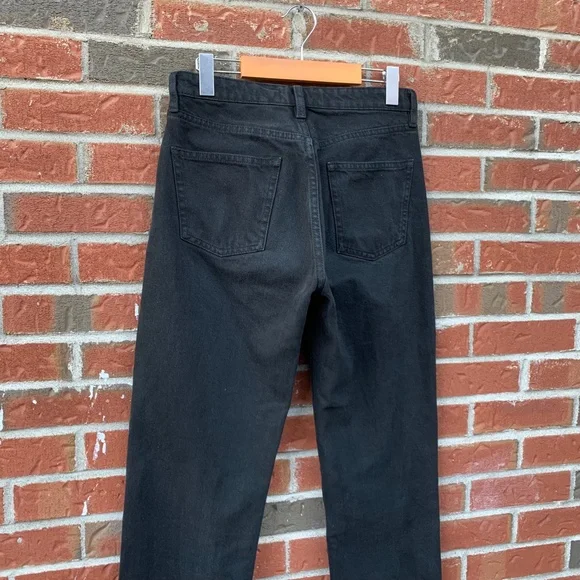 ❌SOLD❌ Zara Black Straight Fit High Rise 100% Cotton Button fly Closure Jeans - Picture 9 of 11